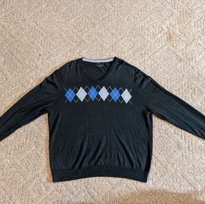 Club Room Men's Medium Grey Argyle Sweater